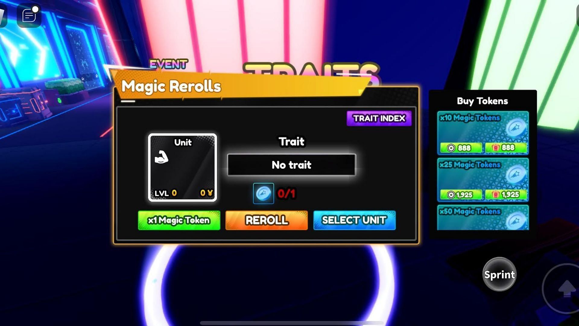 Use Magic Token to reroll a Trait (Image via Roblox)