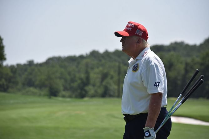 WATCH: Donald Trump nearly hits an ace playing golf; misses by hitting the pin