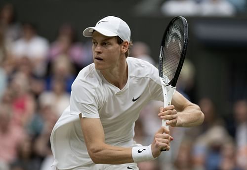 Jannik Sinner in action at Wimbledon