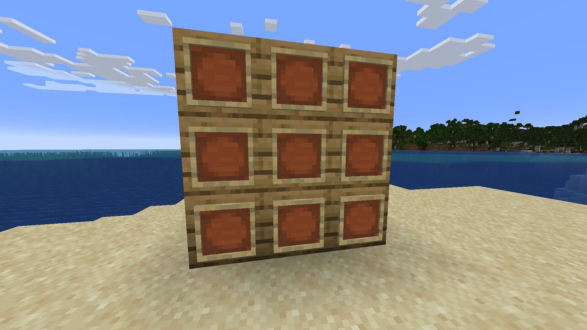 A 3x3 grid of item frames on a wall before the maps are added in Minecraft (Image via Mojang)