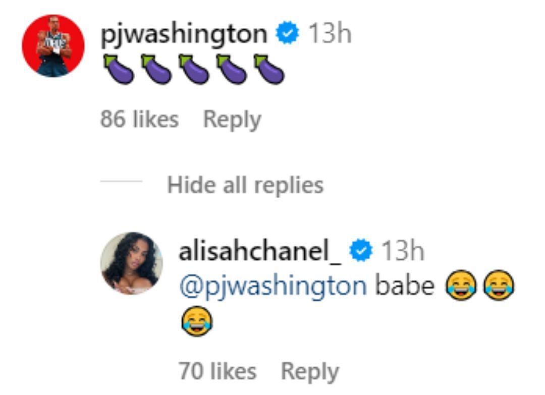 PJ drops suggestive reaction to Alisah&#039;s Instagram post (Image: Alisah Washington Instagram)