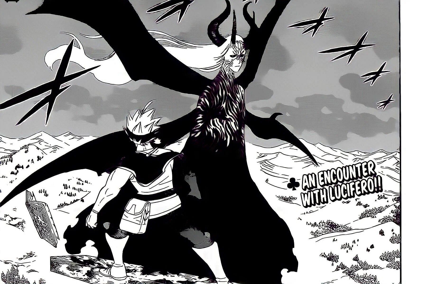 Lucifero confronting Asta in the manga (Image via Shueisha).