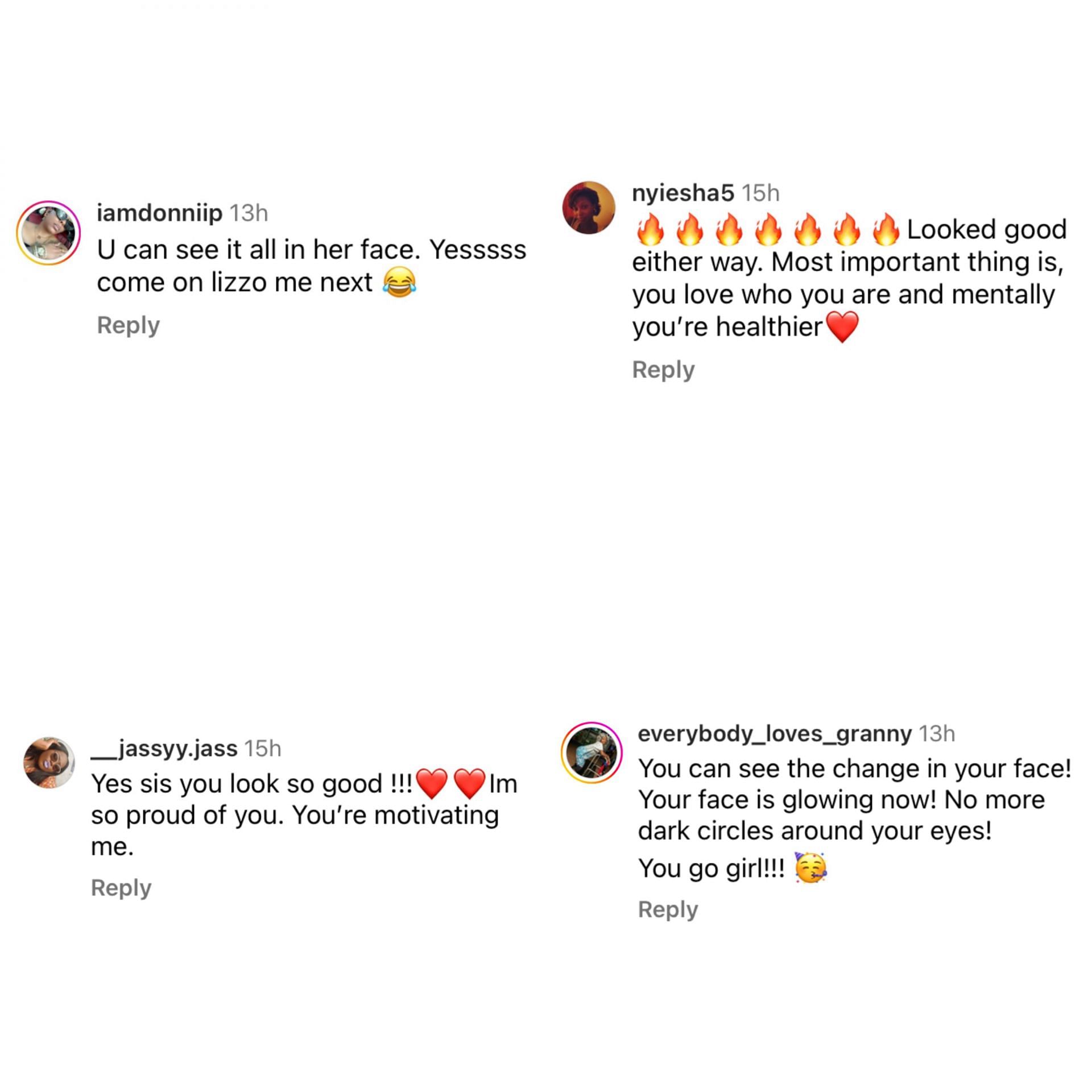 Comments on the singer&#039;s latest Instagram video (Image via @lizzobeeating/Instagram)