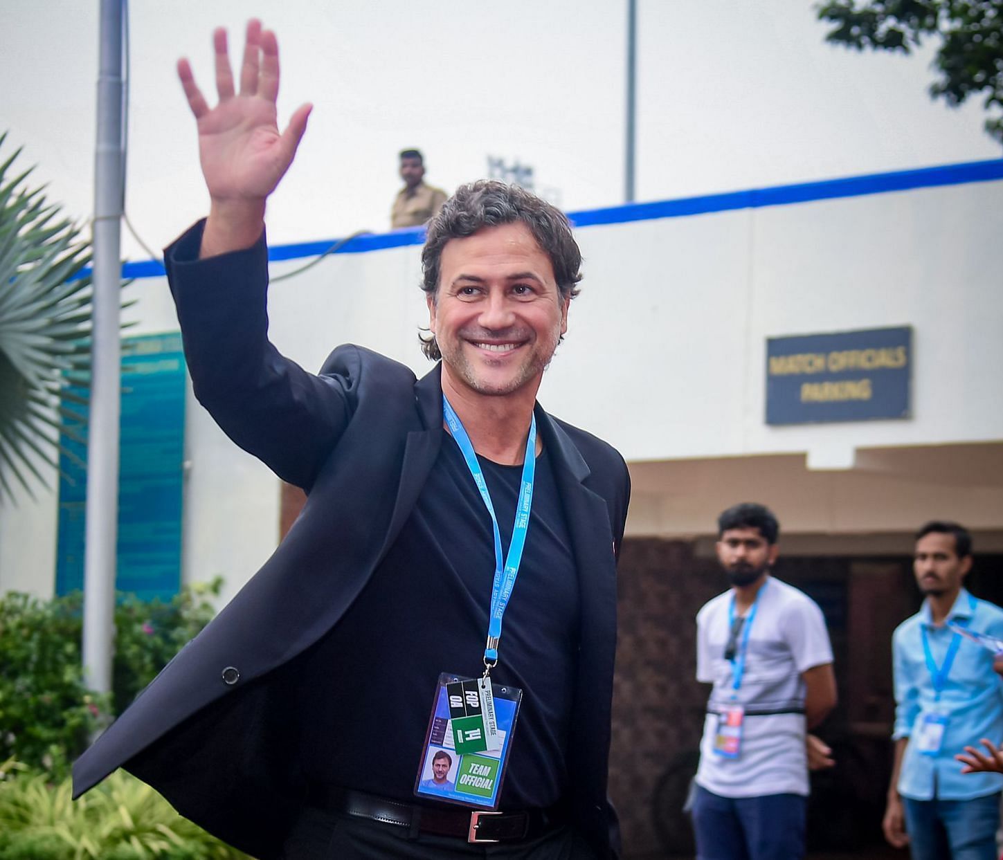 Carles Cuadrat enters the building ahead of East Bengal&#039;s match against Altyn Asyr