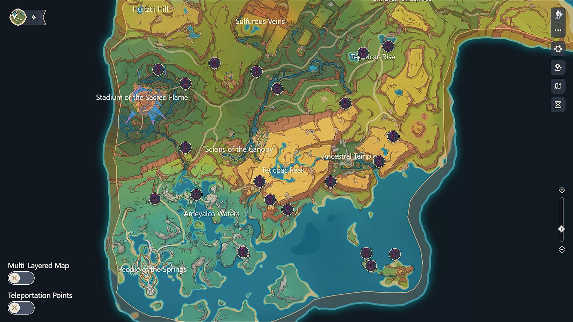 Time trial challenge locations (Image via HoYoverse)