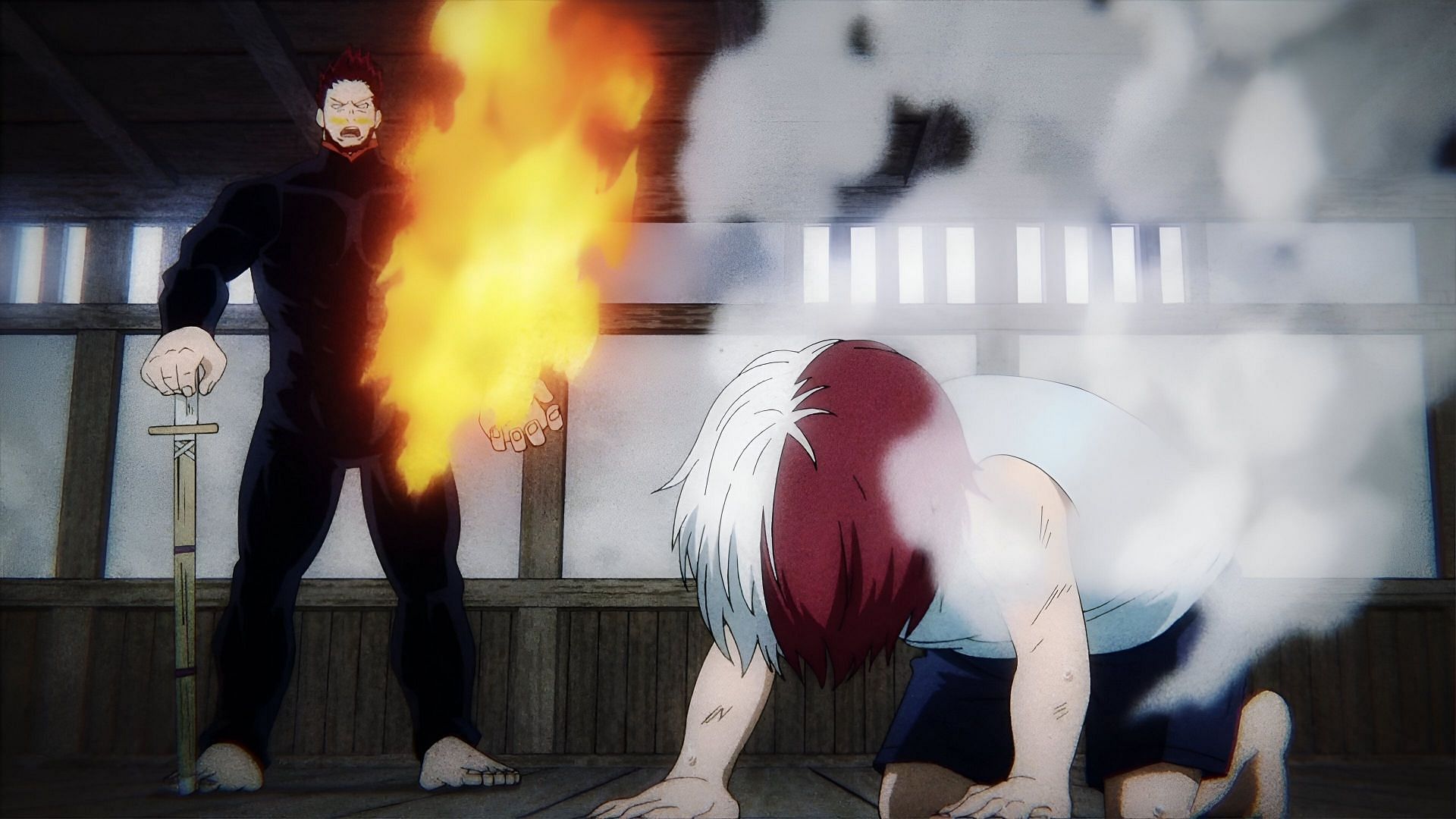 Endeavor&#039;s abuse of Shoto (Image via Bones)