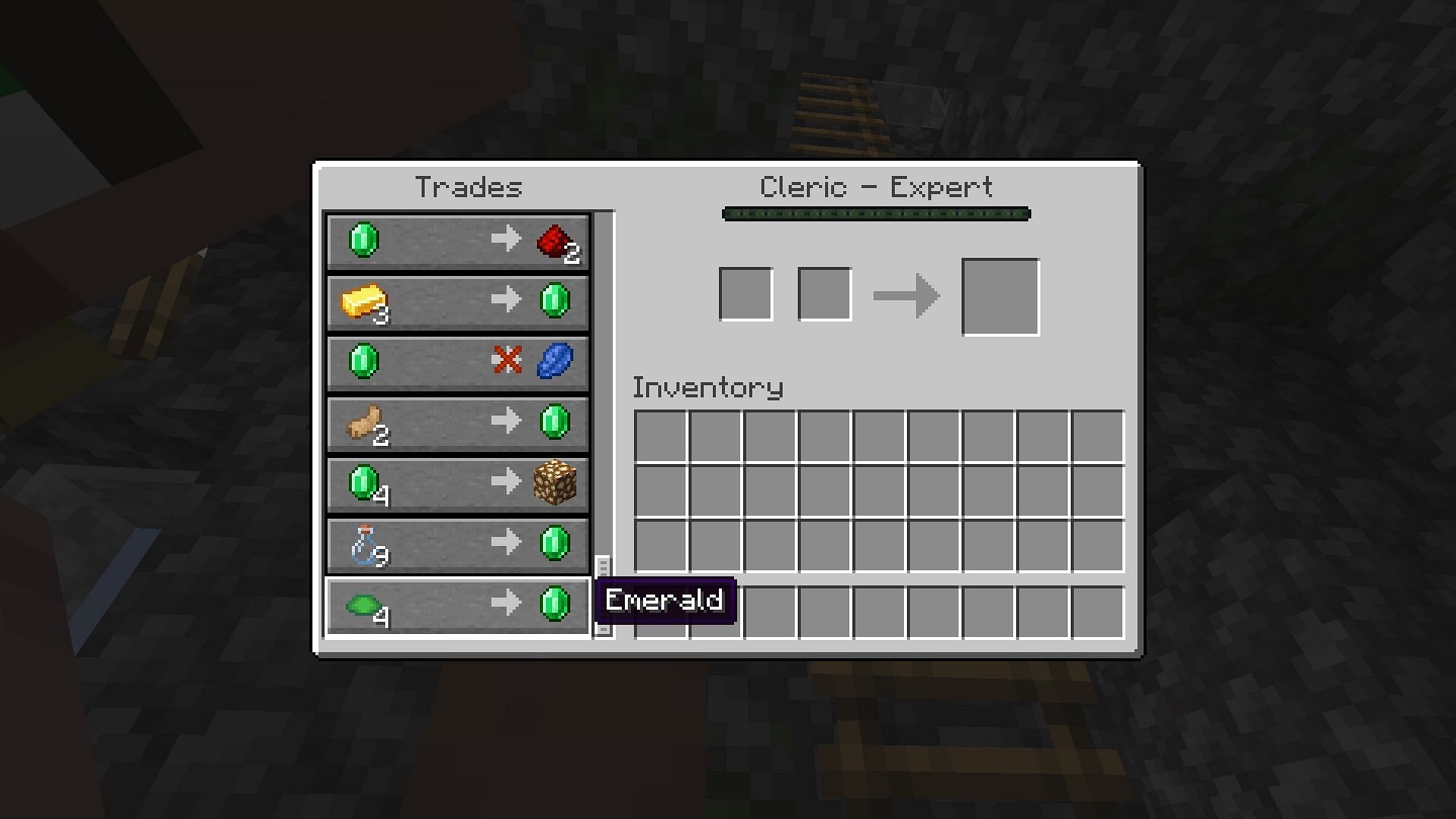 The Cleric asks for four turtle scute for just an emerald (Image via Mojang Studios)