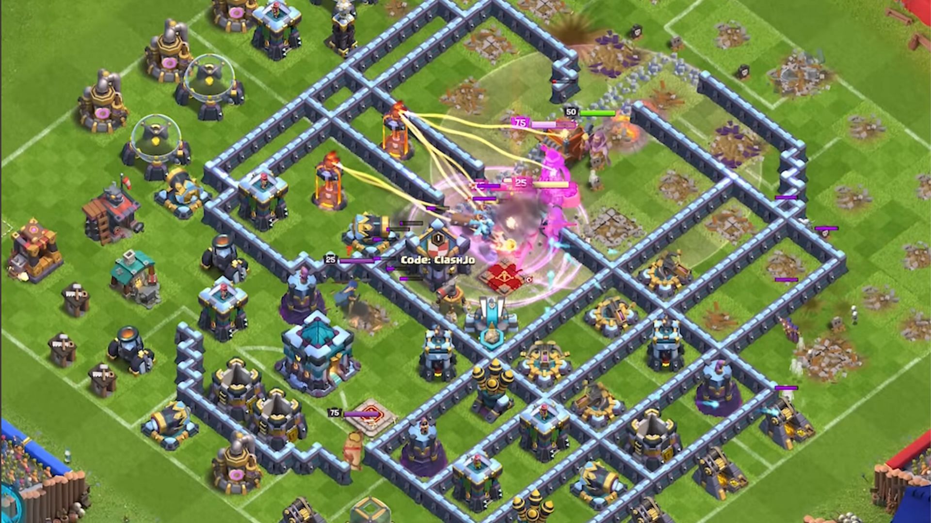 Create a big army of Bats by dropping all Bat spells together in the base corners (Image via Supercell)