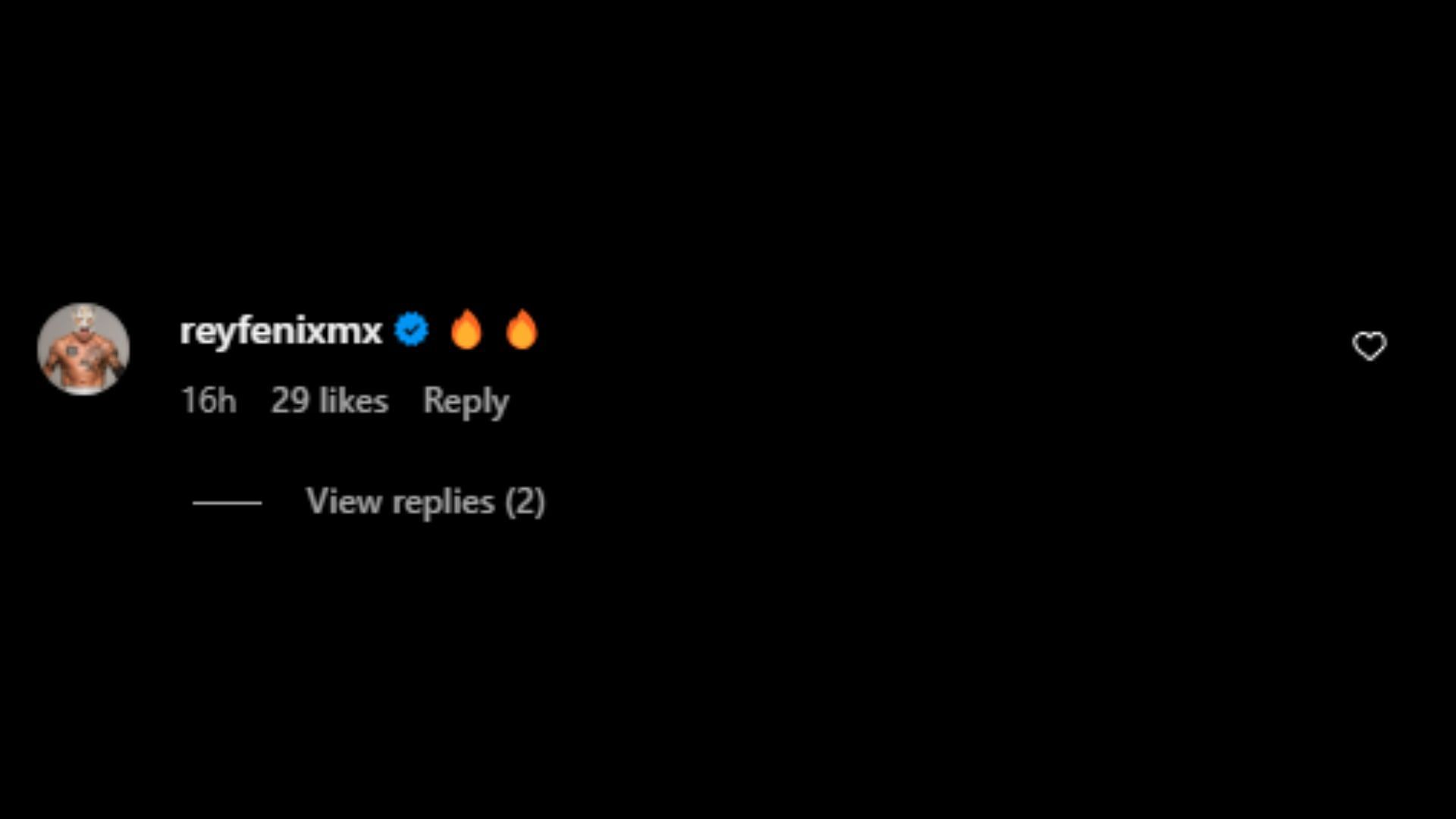 Screenshot of Rey Fenix&#039;s comment on Ethan Page&#039;s Instagram post. [Image credits: All Ego&#039;s Instagram]