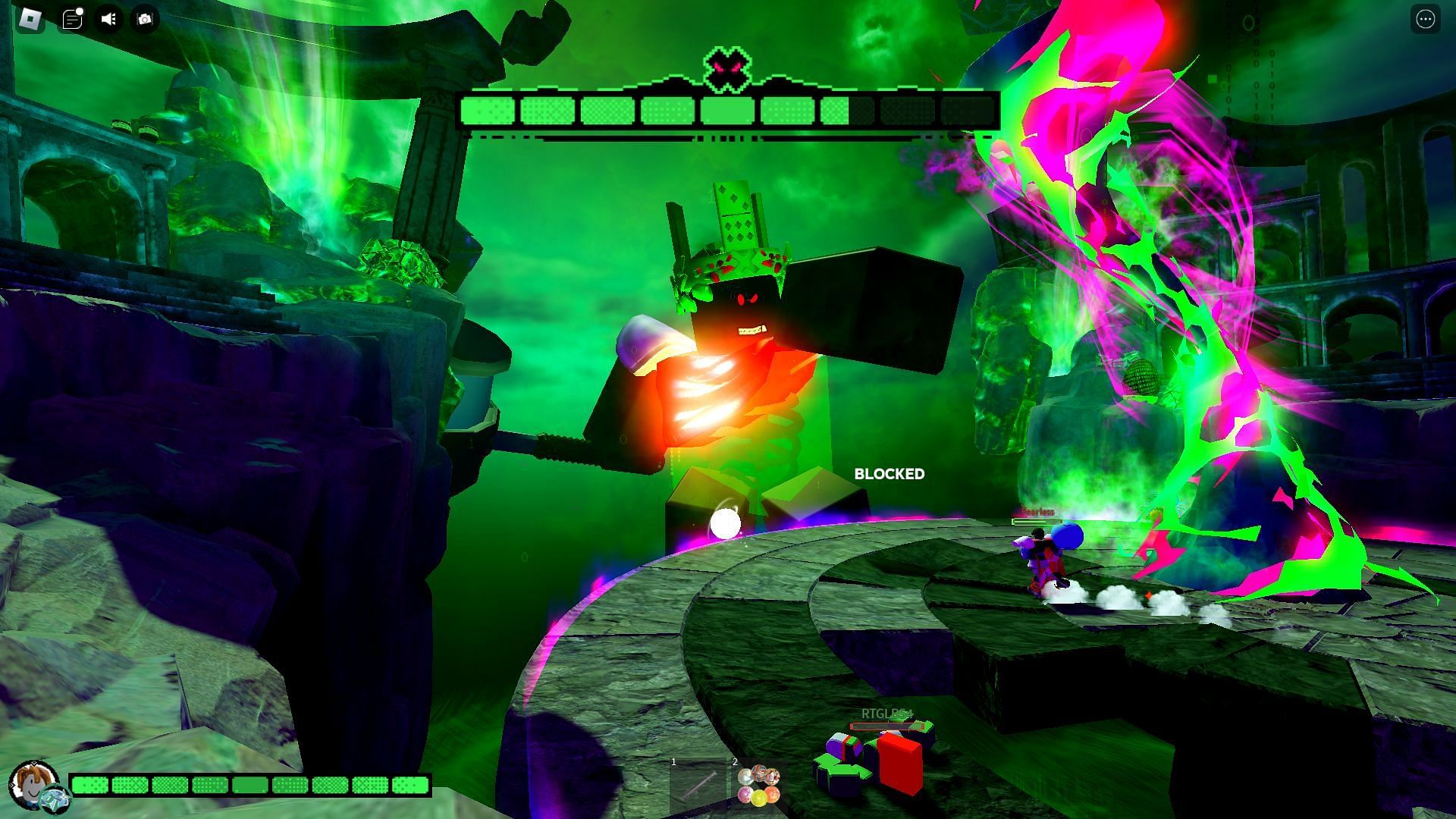 You must stay clear of the boss&#039;s attack to defeat it during Roblox The Games 2024 event (Image via Roblox)