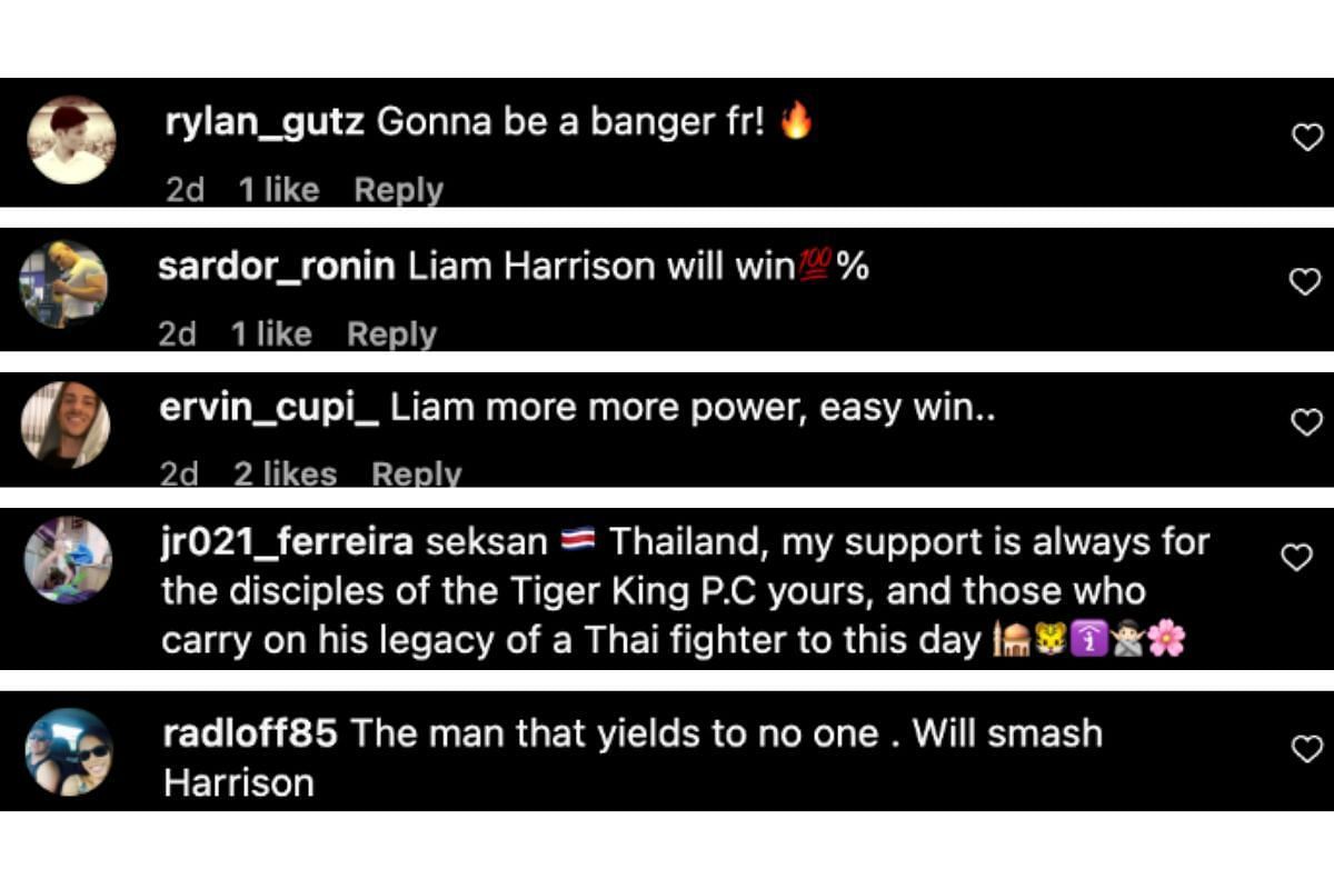 Screenshot of fans&#039; comments