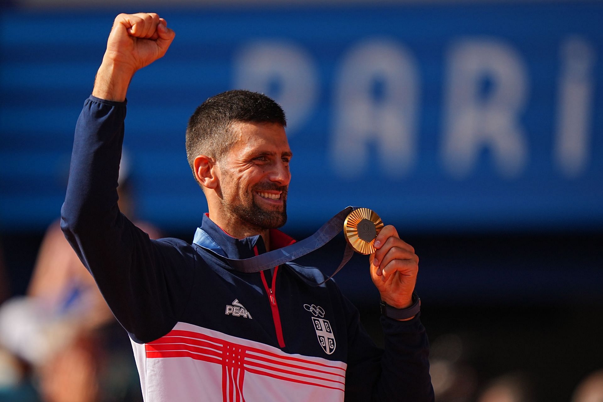 Novak Djokovic celebrates his Olympic Gold medal (Picture: Getty)