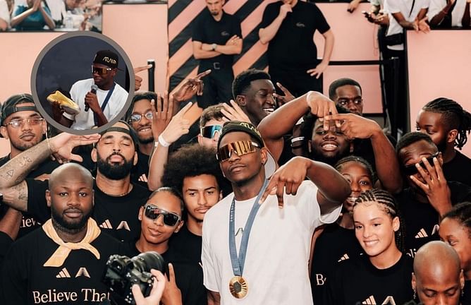 Watch: Anthony Edwards unveils 'Gold AE1' shoe at Adidas event celebrating his debut Olympic medal