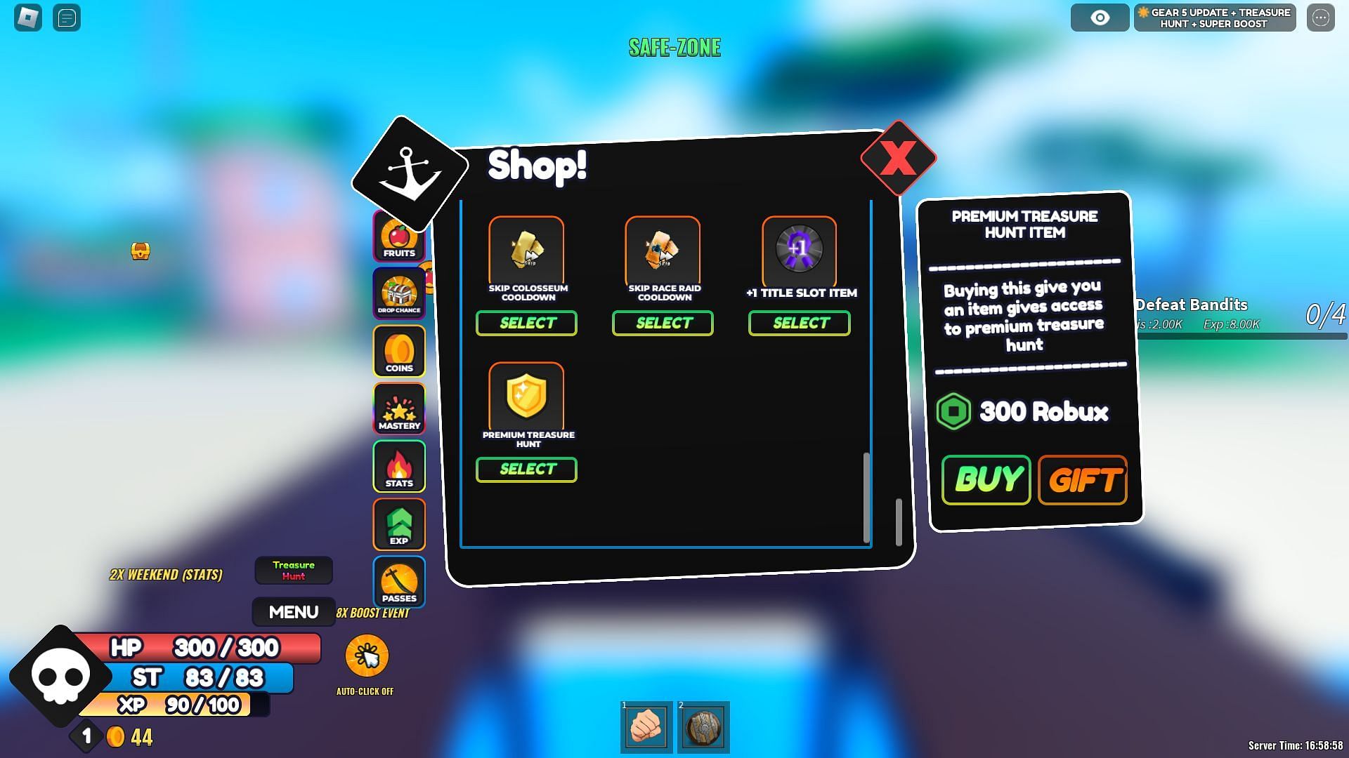 The Premium Treasure Hunt battle pass in the Shop (Image via Roblox)