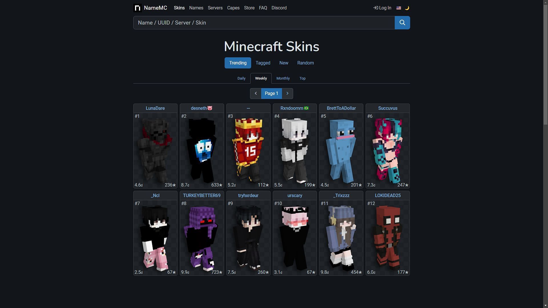 You can try to find different variants of the same custom skin (Image via NameMC)