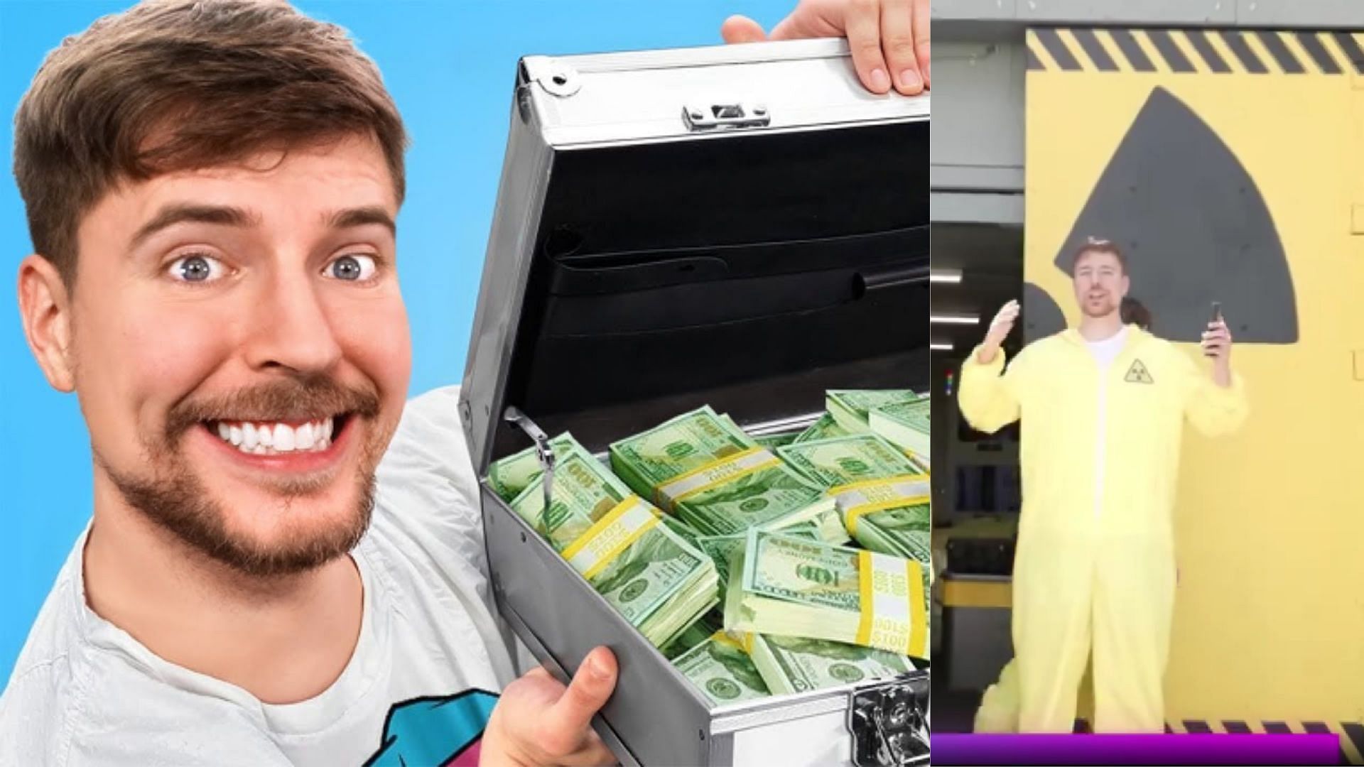 MrBeast was recently accused of using progress bar in his sponsored segments to retain advertisement viewership (Images via MrBeast/YouTube, RhysSullivan/X)