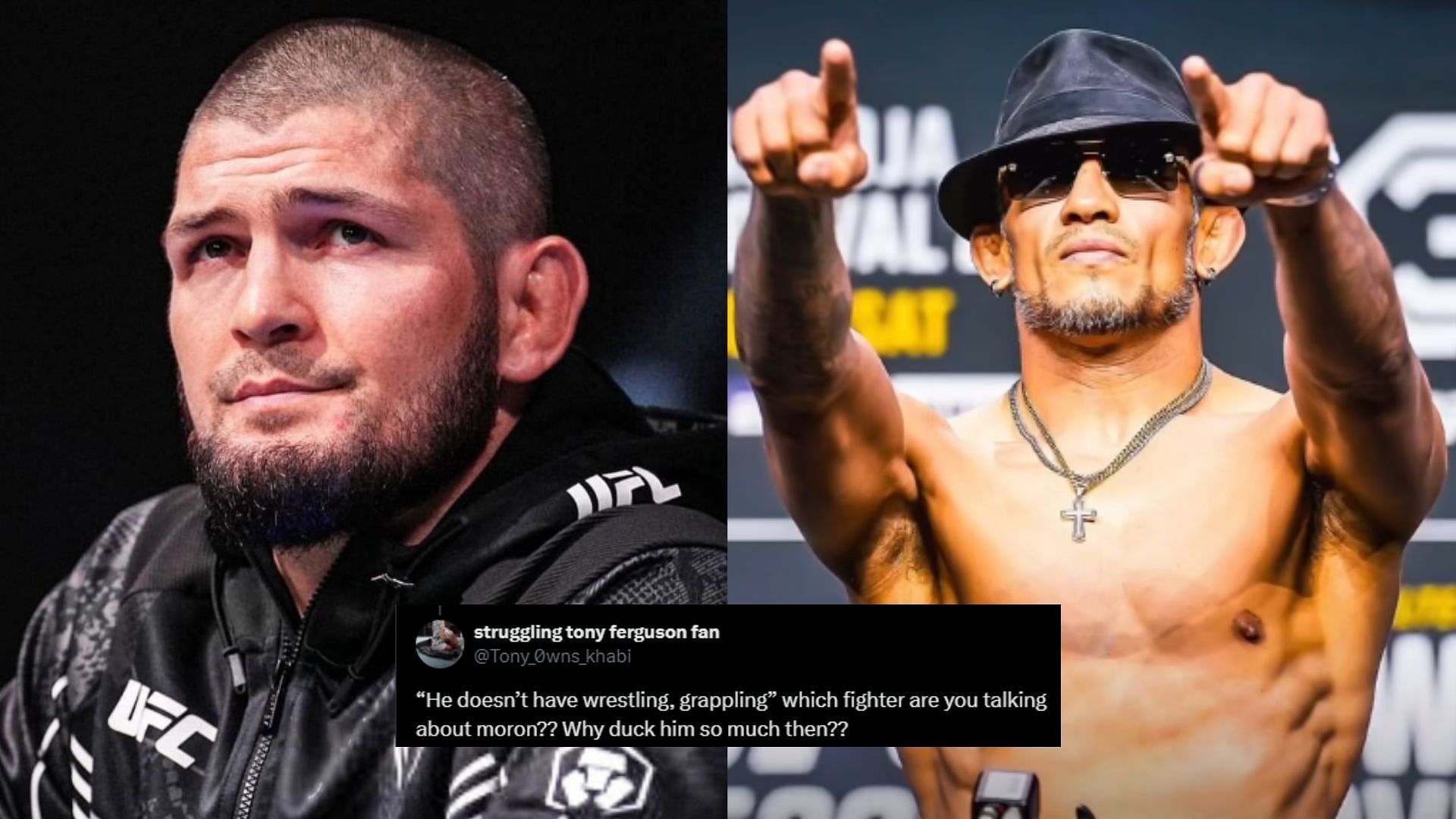 Fans react to Khabib Nurmagomedov (left) discussing facing Tony Ferguson (right) [Images courtesy of @khabib_nurmagomedov &amp; @tonyfergusonxt on Instagram]