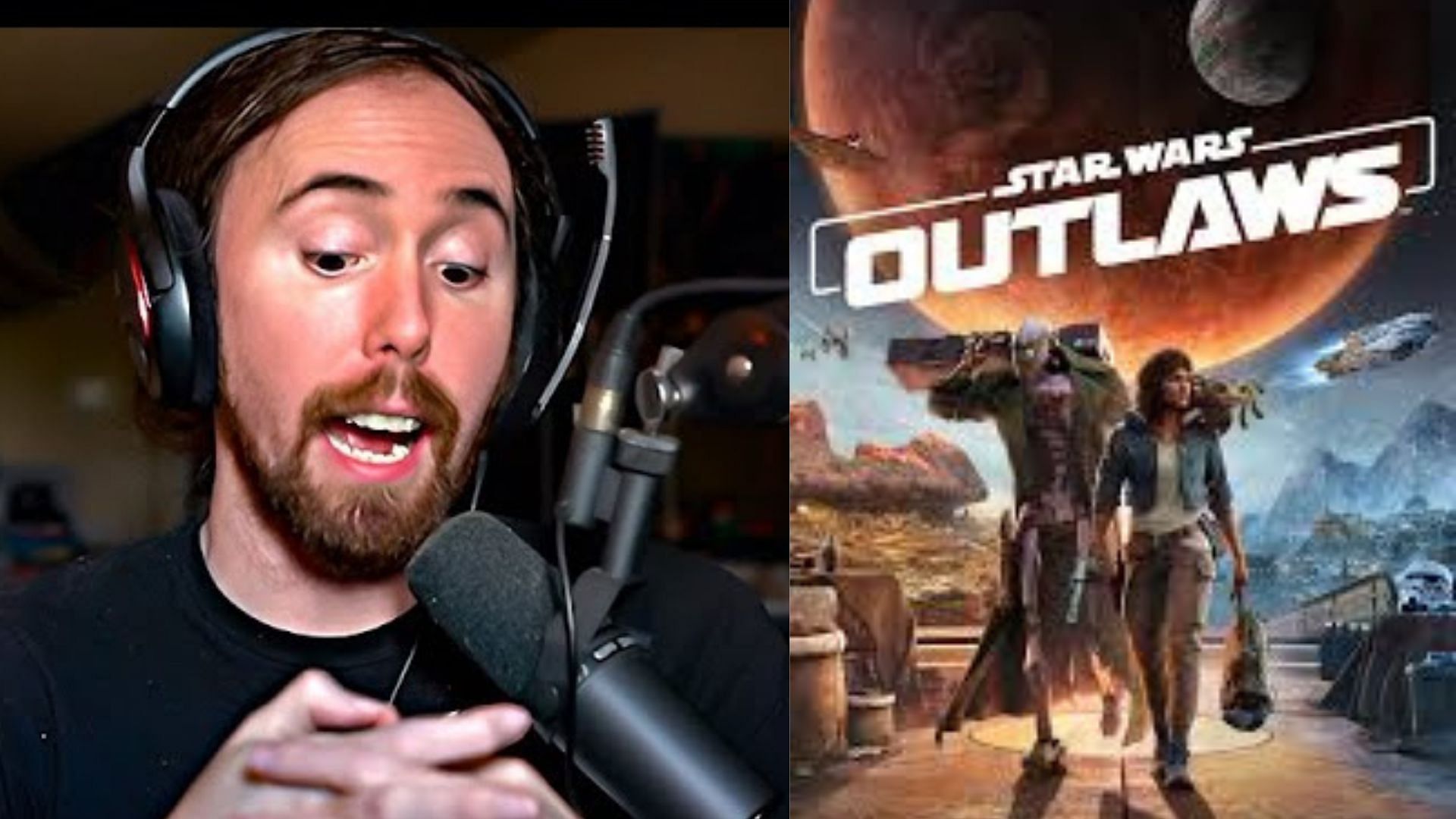 Asmongold spoke on players losing their saved gameplay on Star Wars Outlaws (Images via Asmongold TV/YouTube, playstation.com)