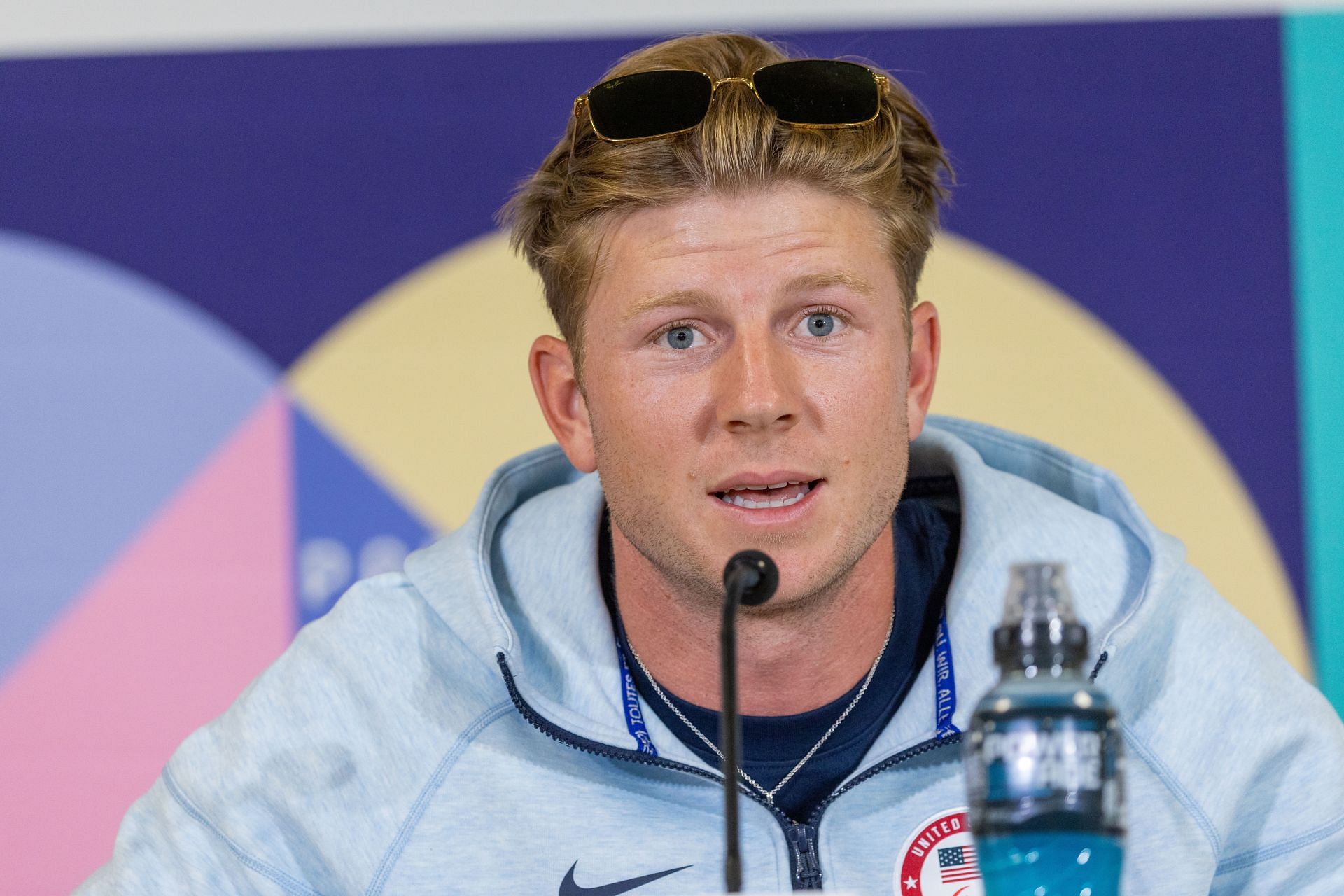 Hunter Woodhall at the Para Athletics Opening Press Conference for the 2024 Paralympic Games (Photo via Getty Images)