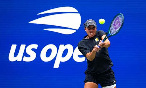 Madison Keys practices ahead of the 2024 US Open (Picture: Getty)