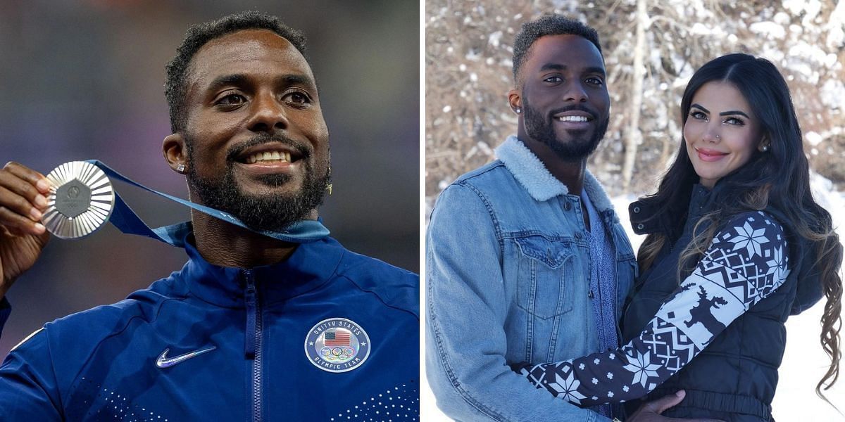 Kenny Bednarek and Sharmila Nicollet. PHOTO: Getty Images (L), Instagram - Sharmila Nicollet