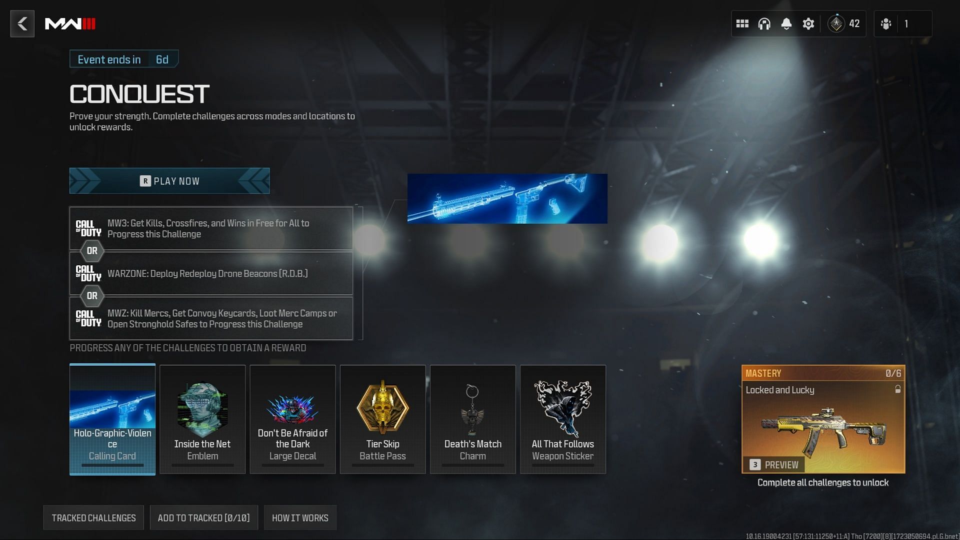 The Conquest event rewards in MW3 and Warzone (Image via Activision)