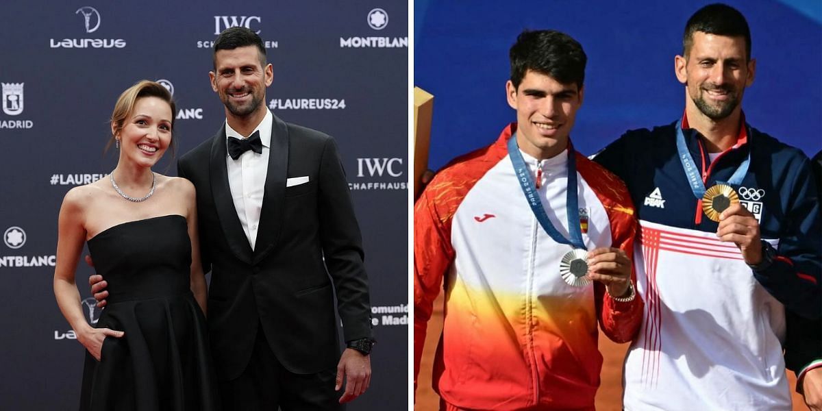 Jelena and Novak Djokovic, Carlos Alcaraz Collage