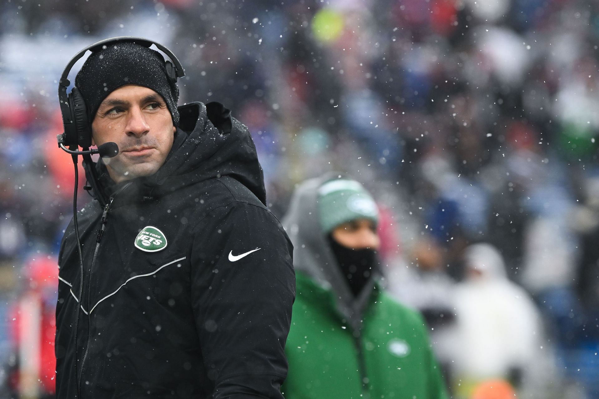 Robert Saleh at New York Jets vs. the New England Patriots (source: Getty)