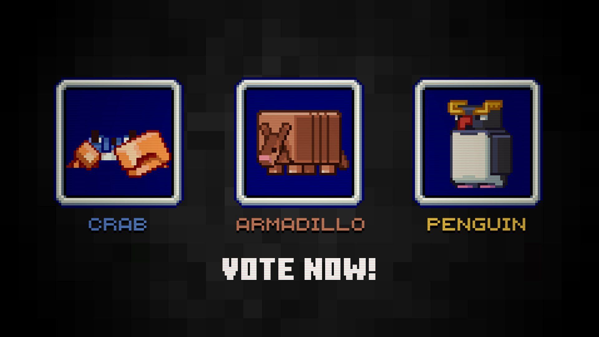 The three contestants of the Mob Vote in 2023 (Image via Mojang)