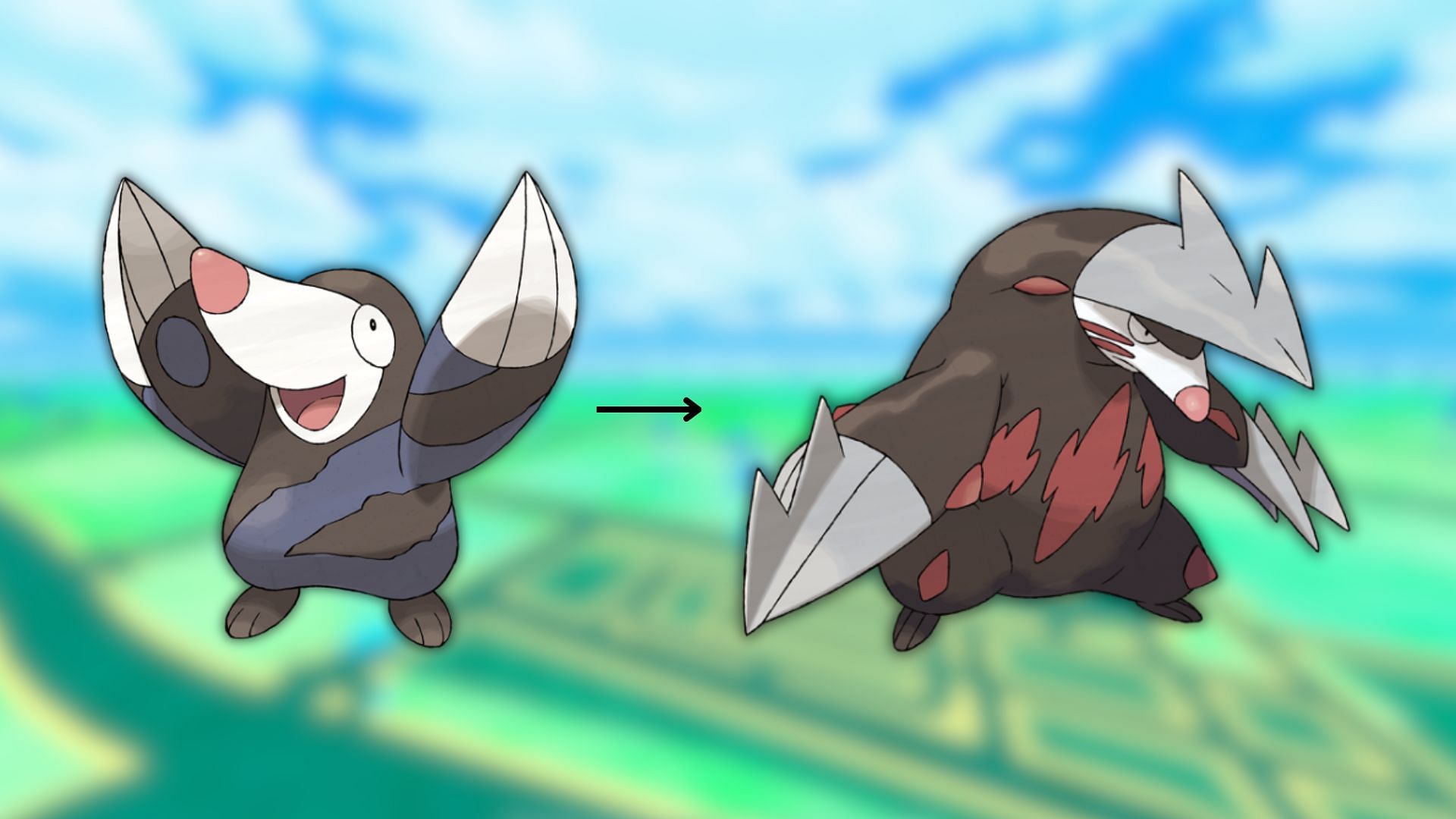 Drilbur and Excadrill&#039;s evolution path (Image via The Pokemon Company)