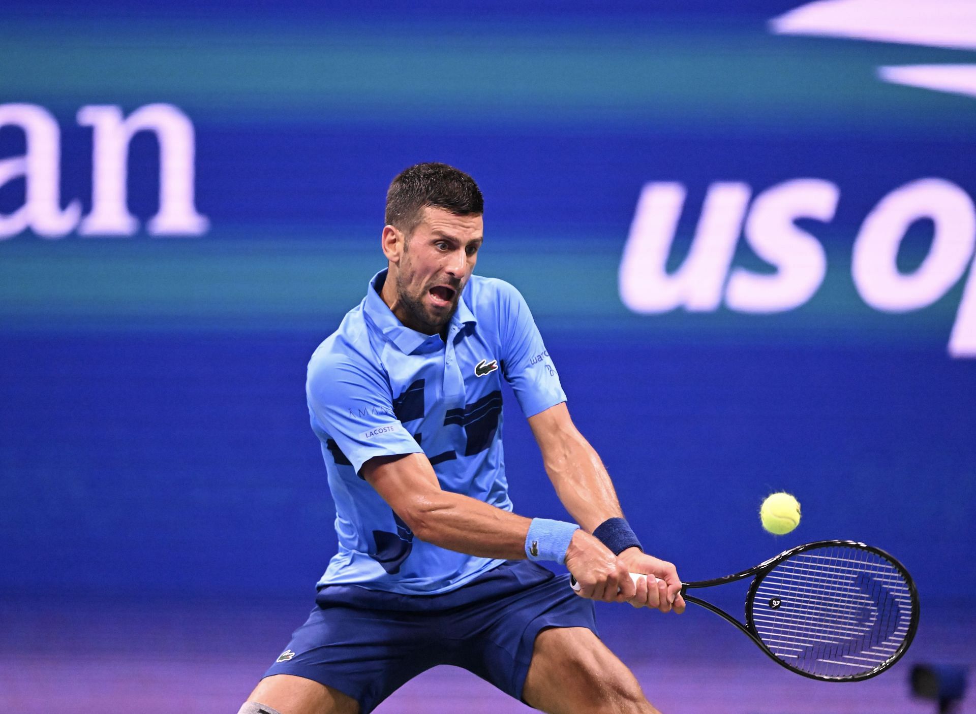 Djokovic in action at the US Open (Image Source: Getty)