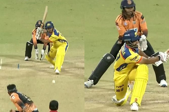 [Watch] Karun Nair smashes a blistering fifty against Hubli Tigers in Maharaja T20 Trophy 2024