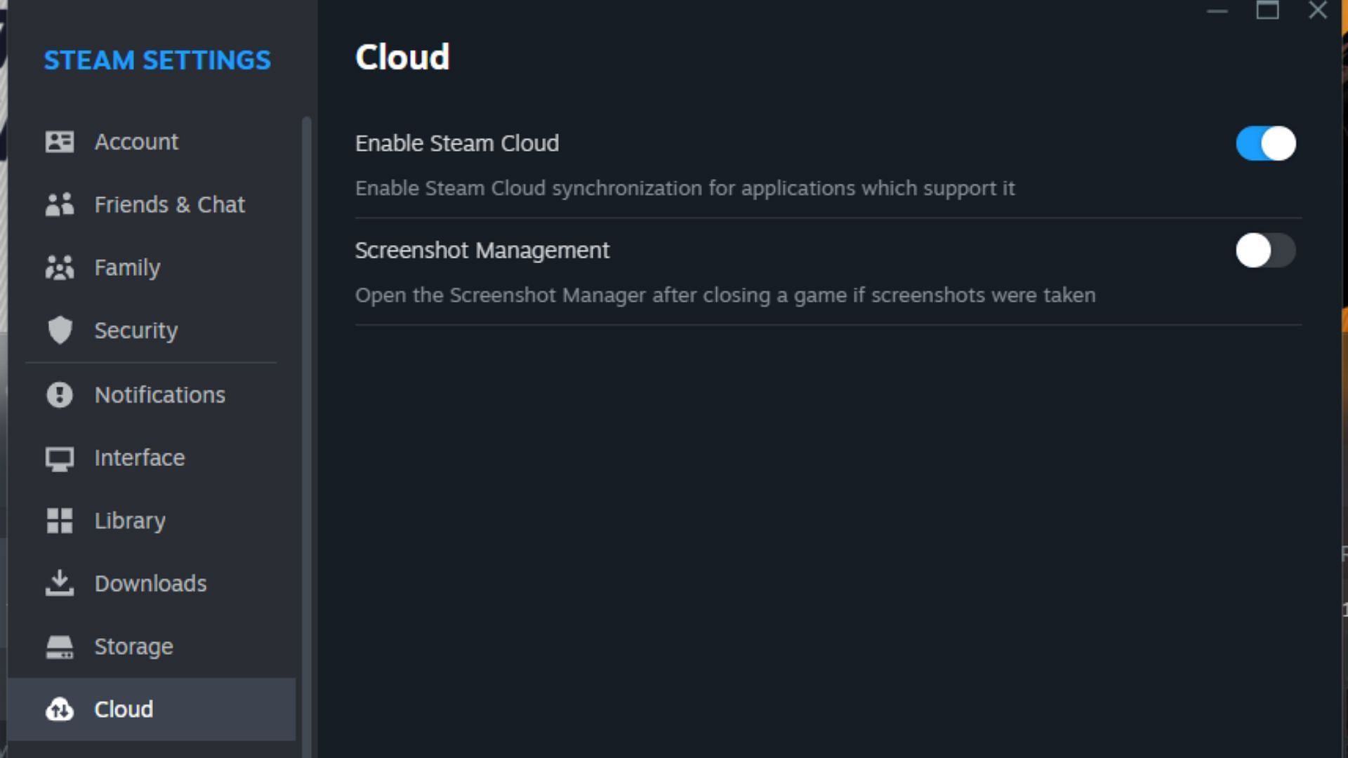 Always enable Steam Cloud (Image via Steam)