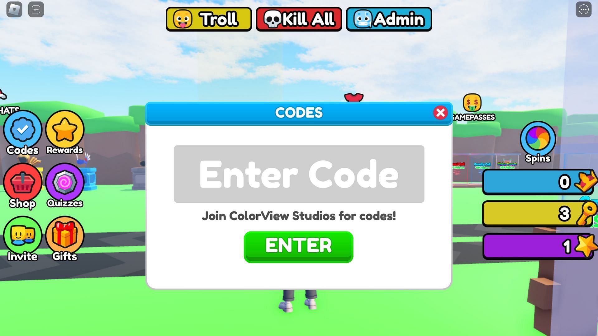 Redeem the active code (Image via Roblox)