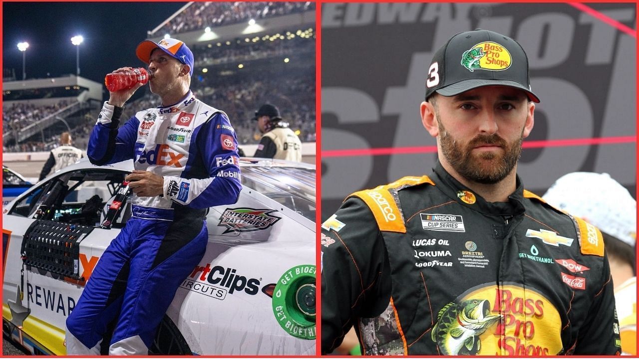 Denny Hamlin on his final lap crash with Austin Dillon (Images from @NASCAR on Instagram and Getty Images)