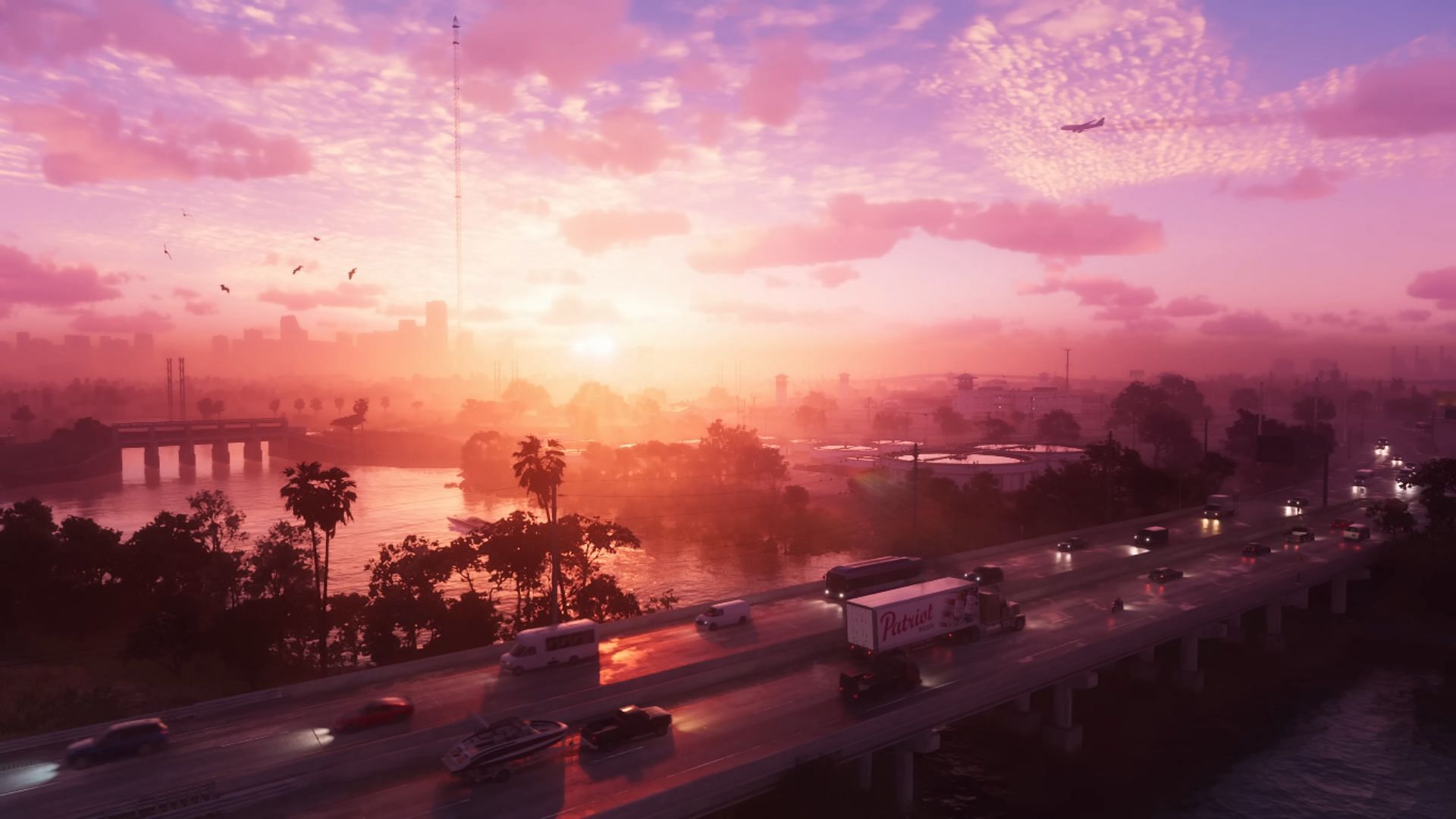 The opening shot of Grand Theft Auto 6's first trailer (Image via Rockstar Games)