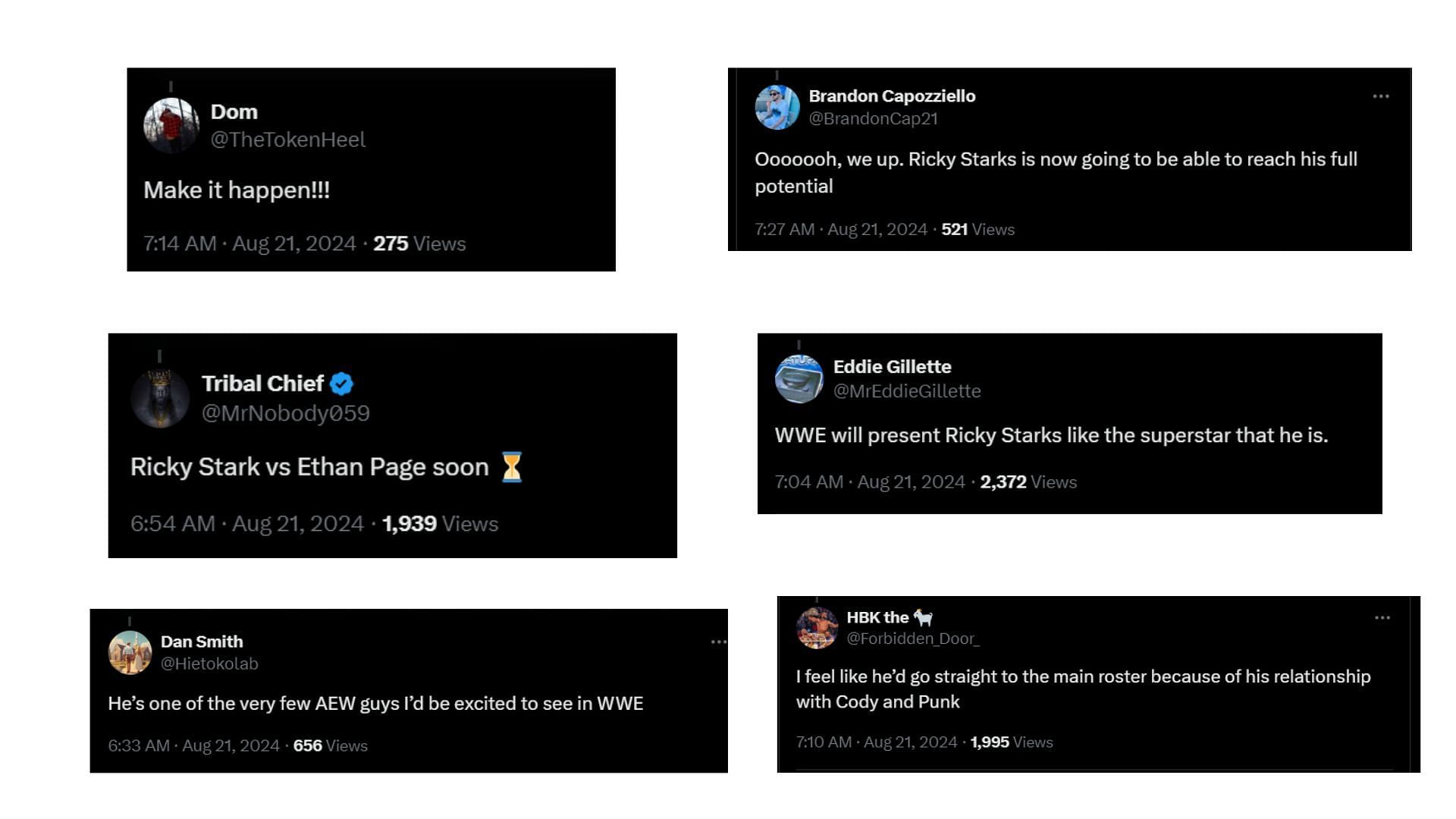 Fans react to Ricky Starks possibly heading to WWE amid ongoing rumors. [Image credits: X/Twitter]