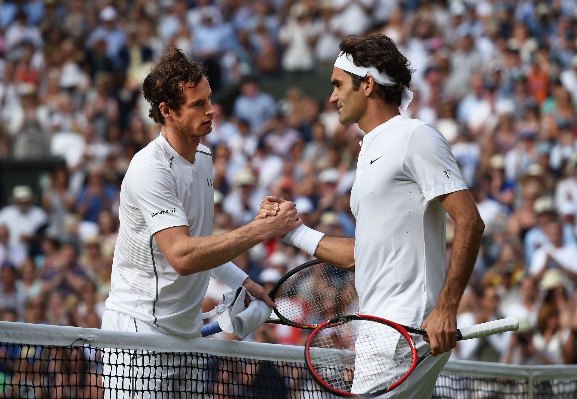 Roger Federer and Andy Murray at Wimbledon (Source: Getty)