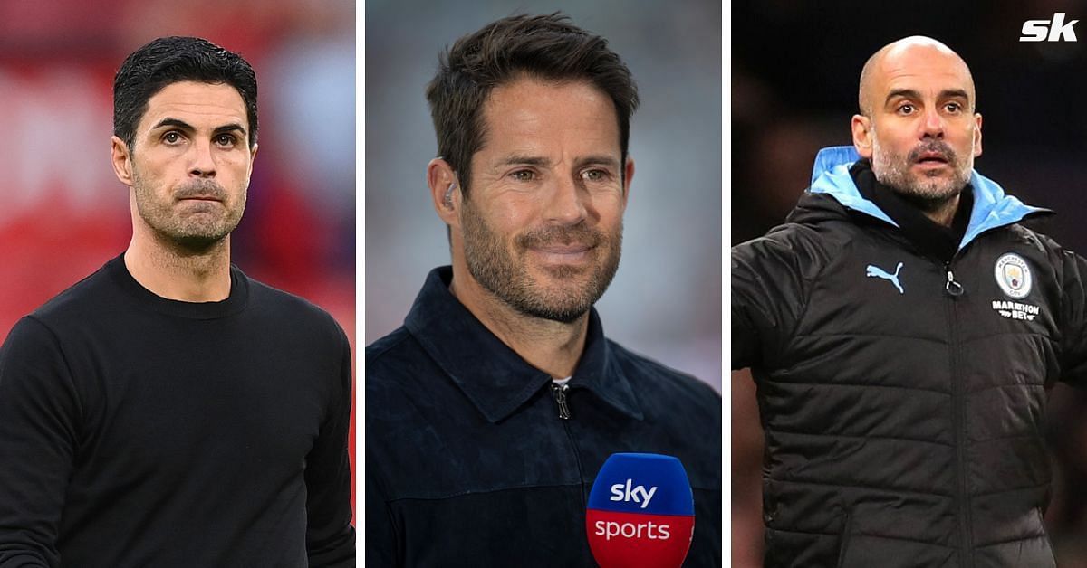 From left to right: Arsenal boss Mikel Arteta, Jamie Redknapp and Manchester City manager Pep Guardiola