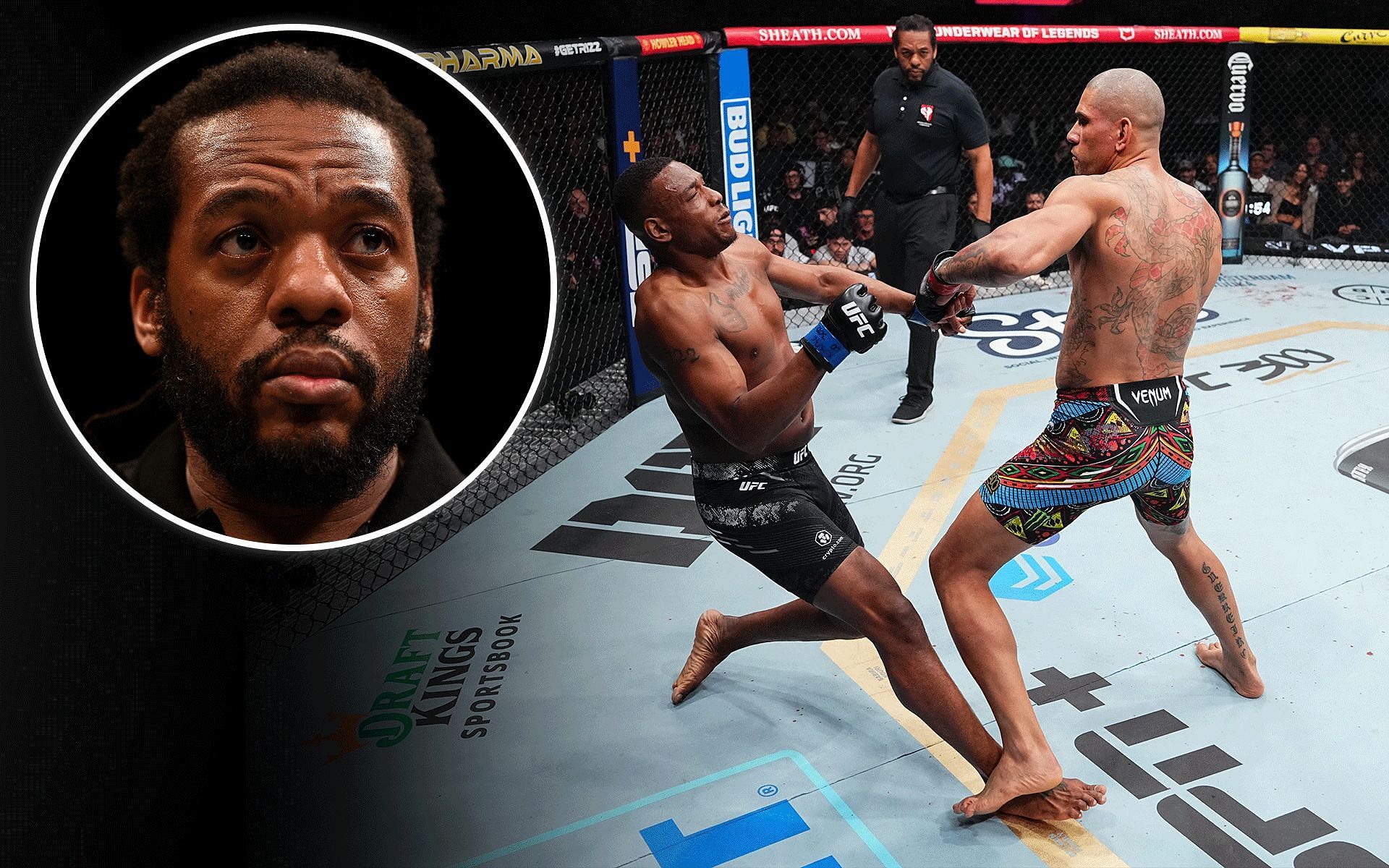 Herb Dean (left) served as the referee for the fight between Jamahal Hill (middle) and Alex Pereira (right) [Images courtesy: Getty Images]