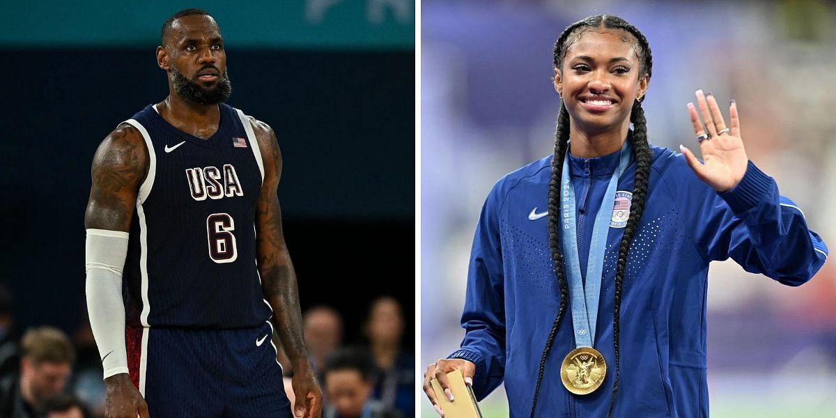 LeBron James and Masai Russell. PHOTO: Both from Getty Images