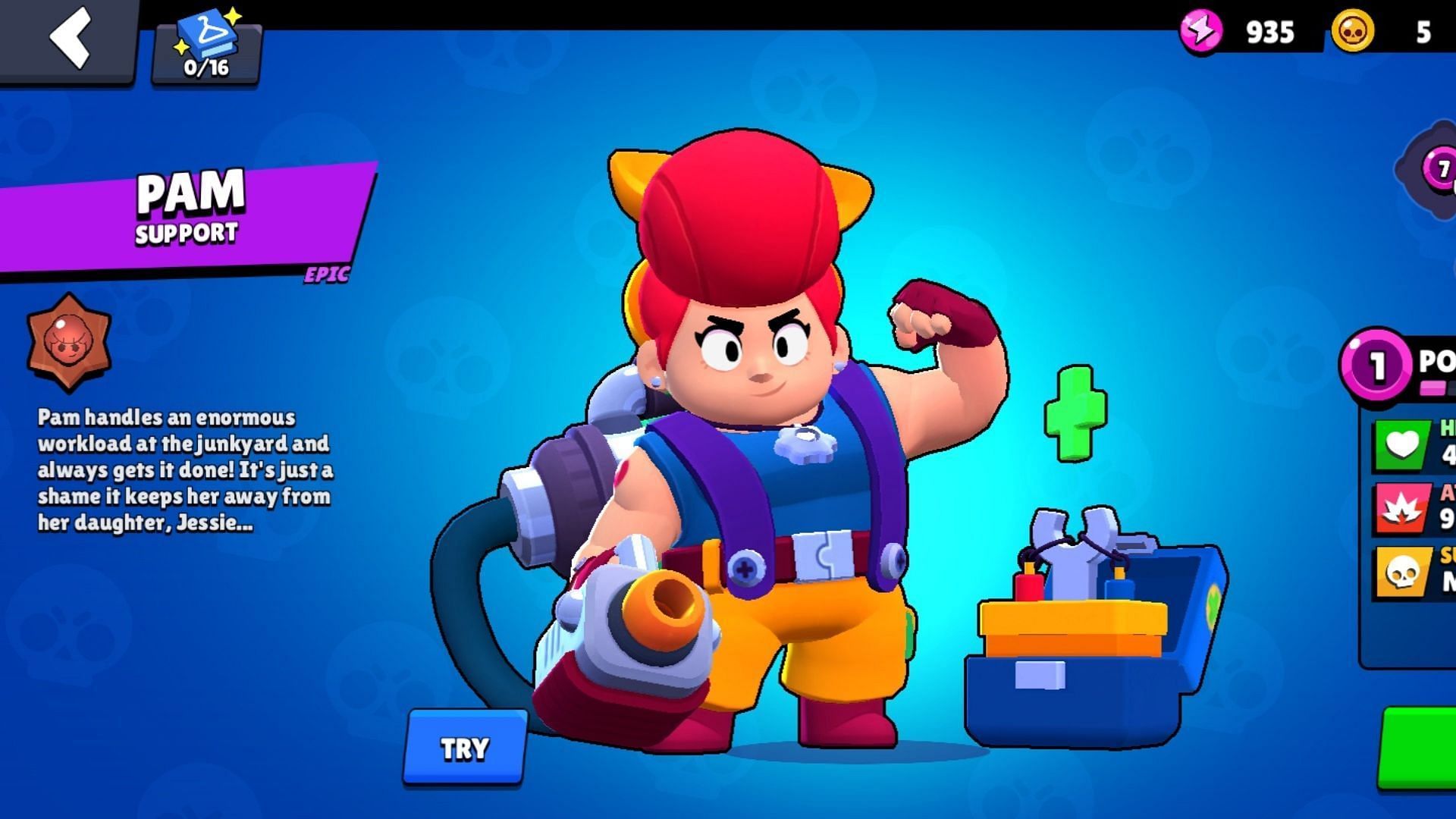 Pam is a Support character in the game (Image via Supercell)