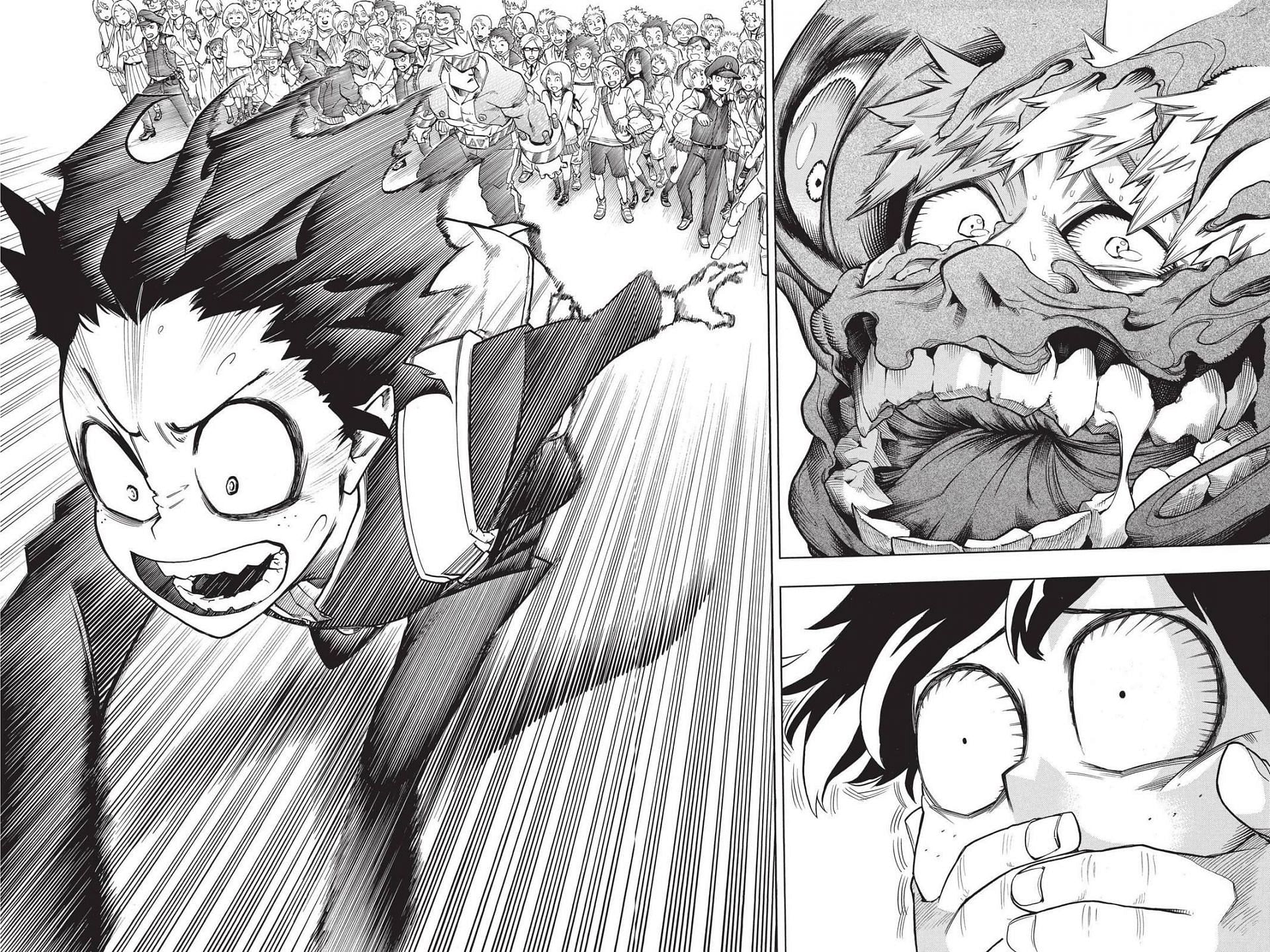 Deku running to help Bakugo (Image via Shueisha)