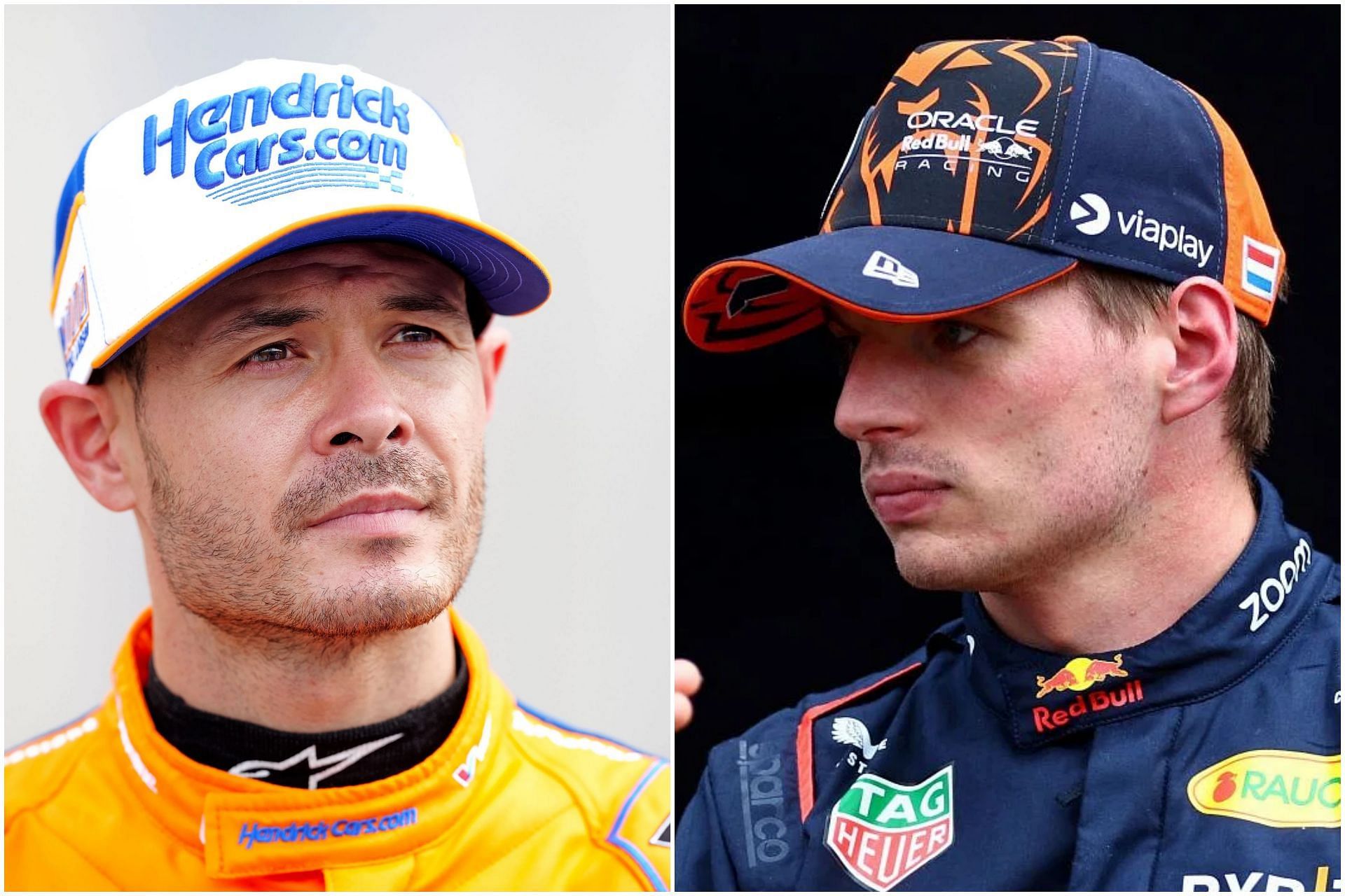 Kyle Larson (L) and Max Verstappen (R) (Image via Getty)