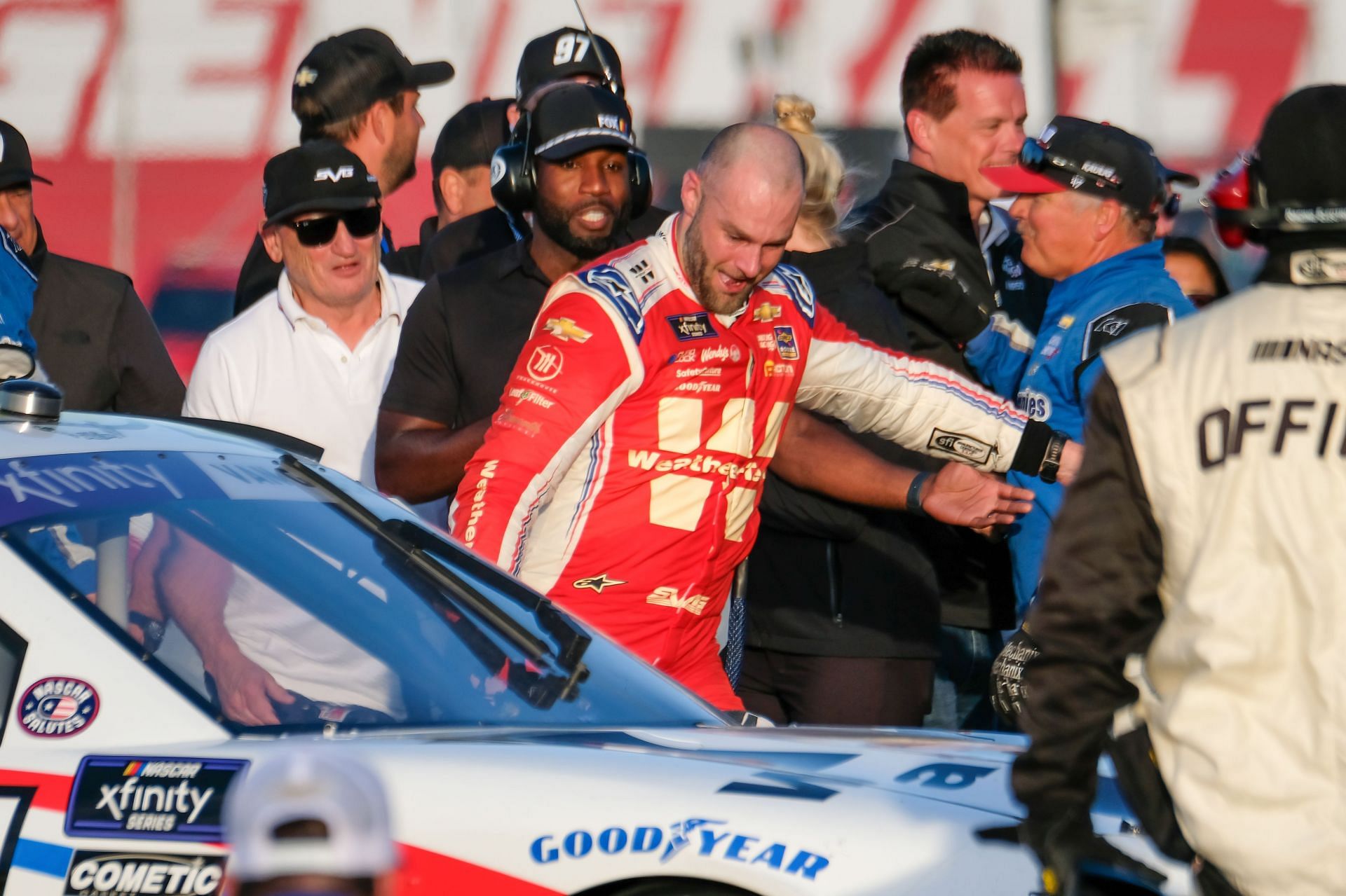 Shane Van Gisbergen celebrates his win at Sonoma in June (Source: Getty)