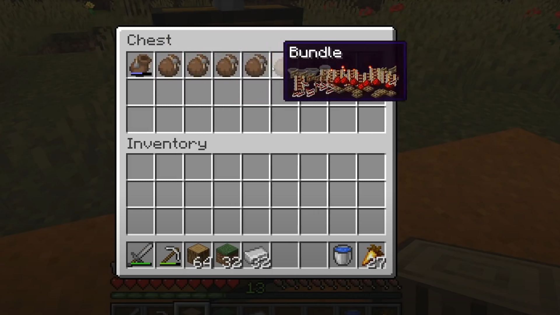 The bundle&#039;s messy old UI (Image via Mojang)