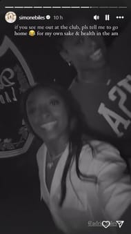 Screenshot of Biles' Instagram story.