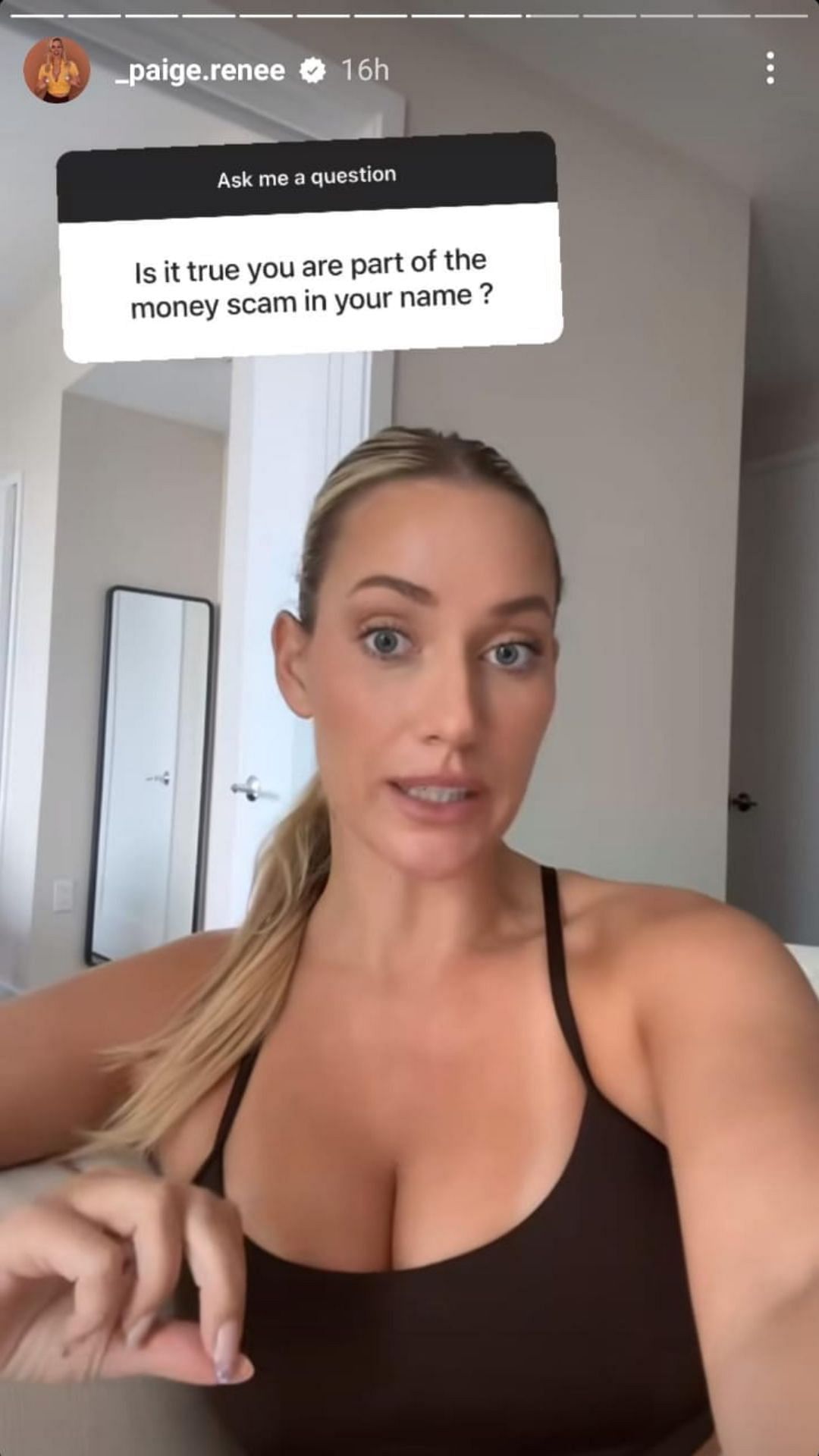 A snippet of Paige Spiranac&#039;s Instagram story [Image Credits: Instagram @ _paige.reene]