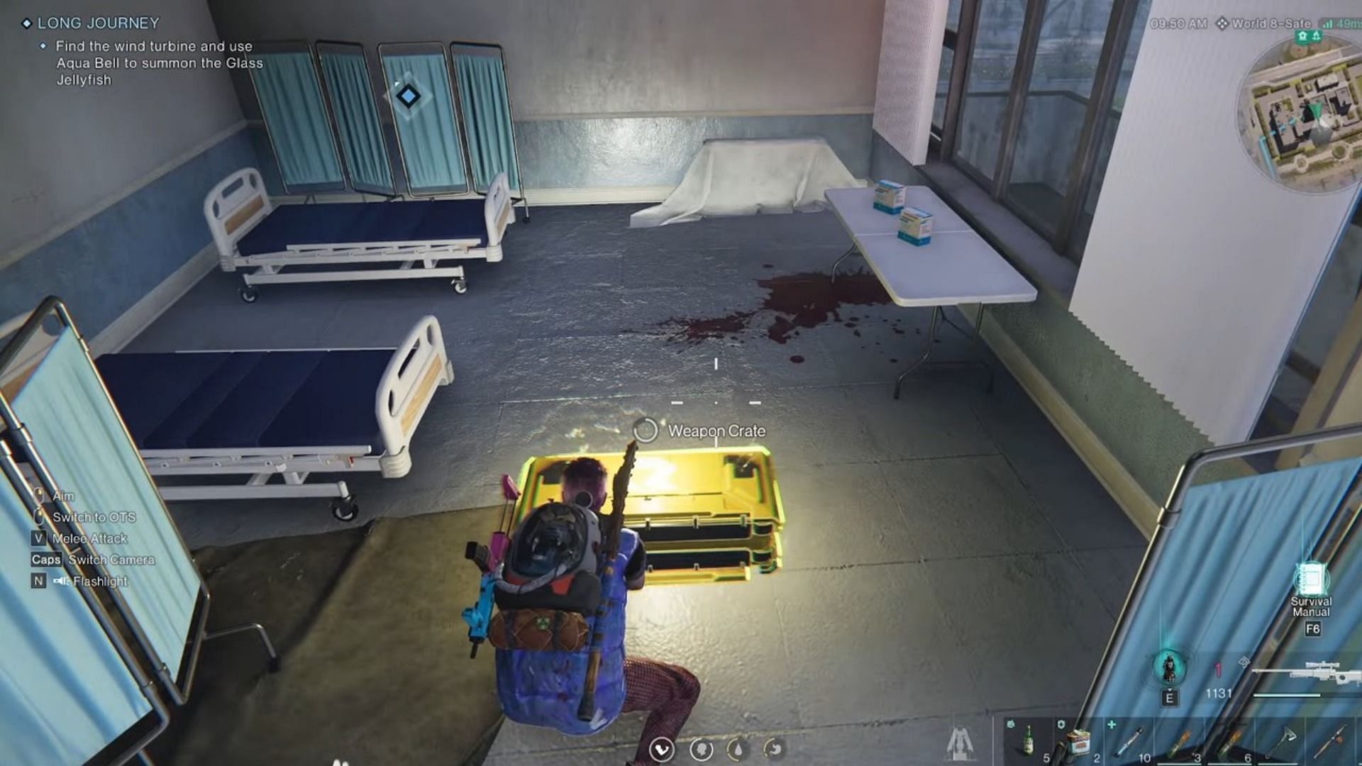 Weapon crate location at the hospital balcony (Image via Starry Studio)