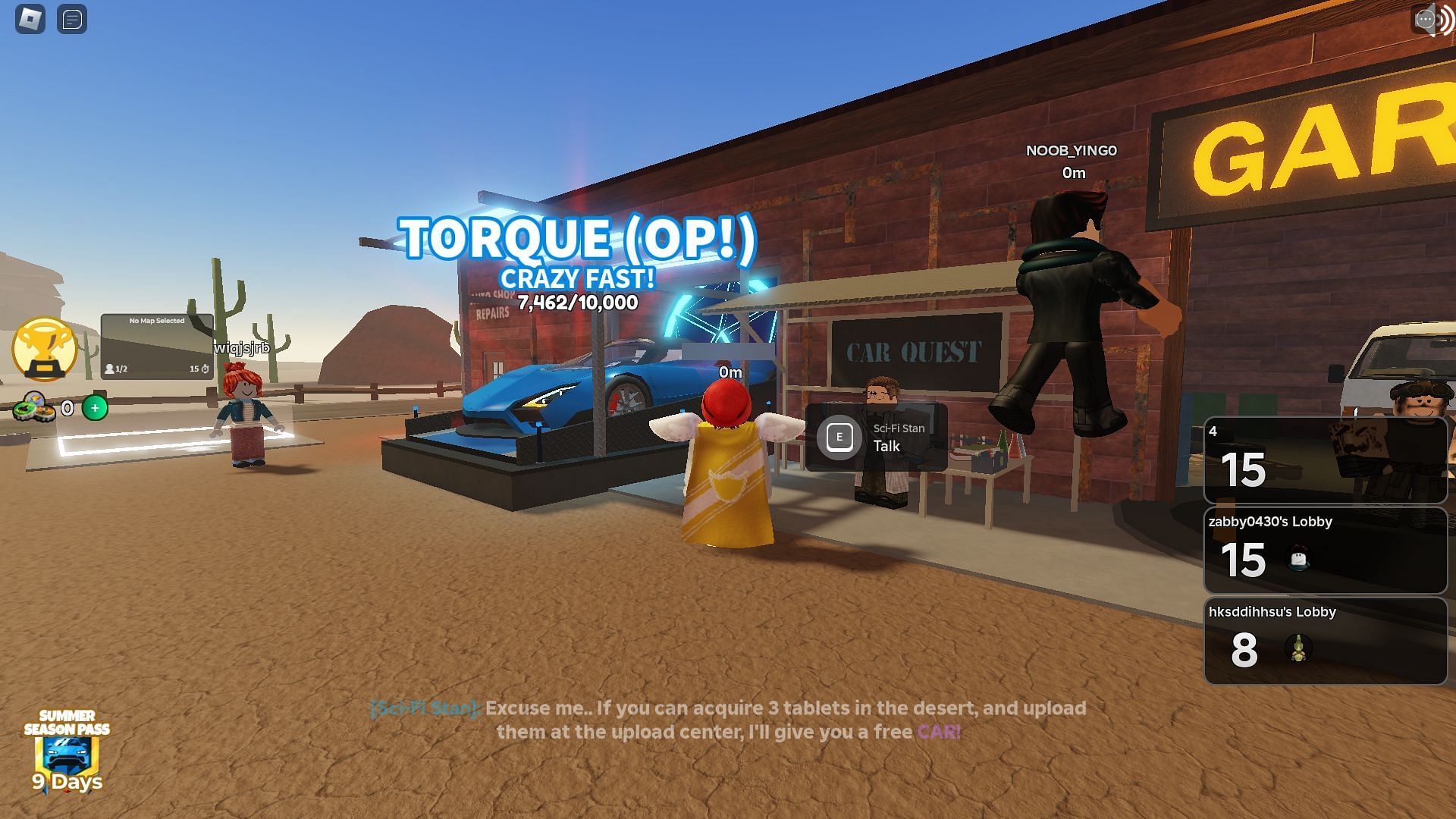 Starting the Car Quest (Image via Roblox)